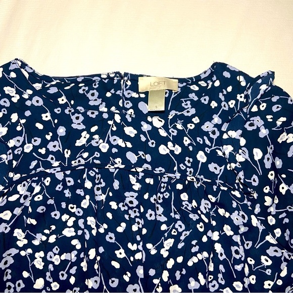 Loft flower print blouse blue white small - Picture 5 of 5